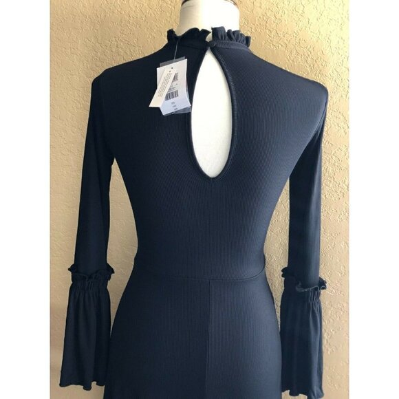 TOPSHOP Womens Black Fluted Ribbed Jersey Skater Dress Size 2 US NGB - Picture 12 of 12